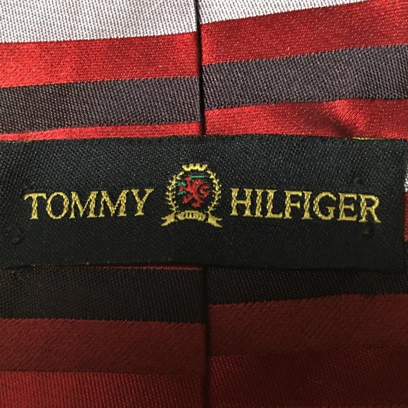 TOMMY HILFIGER Red Striped 58" Silk Necktie - Picture 9 of 10